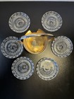 Mcm Lead Crystal Coasters Set Of 6 Sunburst West Germany Silver Plated Holder