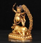 Old Tibet Purple Bronze Gold 3 Head 8 Arm Namgyalma Ushnishavijaya Buddha Statue