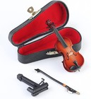Wooden Miniature Violin With Stand  Bow And Case Mini Musical Instrument Viol   