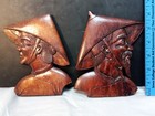 2 Vintage Asian Hand  Carved Wooden Wall Plaques Set