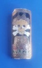 Vintage Silver Tone Skull Rip Theme Lighter Holder Case 