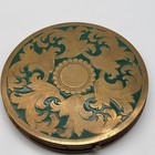 Beautiful Vintage Large Makeup Powder Compact Brass Green Enamel Art Nouveau
