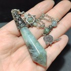 Natural Labradoite Crystal Divination Pendulum Necklace Pendant Dowsing Point