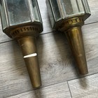 Vintage Brass Carriage Lamps Lantern Pair Beveled Glass Made In India