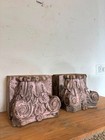Antique Wooden Column Base Pair Garden Stool   French Colonial Hand-carved