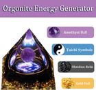 Orgonite Pyramid Amethyst Peridot Healing Crystal Energy Orgone Emf Protection