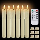 6pcs Flameless Taper Candles Light Flickering Battery Operated With Remote Timer