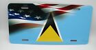 St Lucia Saint Lucia Flag American Flag Metal Car Novelty License Plate Auto Tag