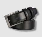Mio Marino Men s Black Classy Prong-buckle Leather Belt - Size 32