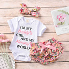 3pcs Newborn Baby Girl Romper Jumpsuit Tutu Pants Headband Outfit Clothes Set