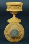  Rare 1900 Elegant Handcarved Wood  Pin Needle Cushion   Sewing   Thimble Case