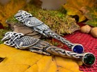 Celtic Raven Crystal Kilt Pin Irish Scottish Book Of Kells Pin Pewter