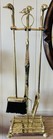 Vintage Brass Mallard Duck Head Fireplace Tools Set Stand - Art Deco Mcm