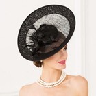 Women s Kentucky Derby Church Wedding Noble Dress Linen Feather Sinamay Hat 
