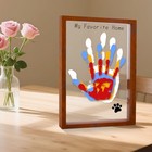 Family Handprint Kit - Diy Baby Handprint And Footprint Keepsake Frame Brown