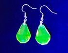 Sterling Canary Uranium Glass Earrings Faceted Dangle Drops Yellow Vintage 925