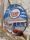 Vintage Esso Porcelain Sign Old 12  Gas Pump Plate Car Motor Oil Service Station