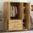 4 Door Wardrobe Freestanding Armoire Closet Storage Cabinet 3 Drawers  4 Shelves