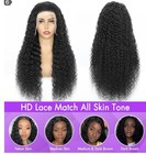 Deep Wave Black Wig 13x6 Lace Front Human Hair Hd Swiss Lace Pre-plucked 34 Inch
