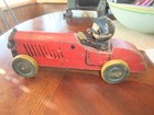 Vintage  speedy Felix  Pull Along Wooden Race Car   Moving Driver  Kids Toys