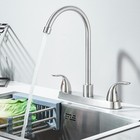 Brushed Nickel 8 Inch Centerset Kitchen Faucet 3 Hole 2 Handle Swivel Sink Mixer