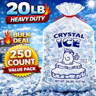 20 Lb Ice Bags Drawstring Heavy Duty Bulk 250 500 Pack Value