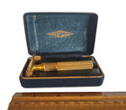 1940 s Gillette Usa Gold Fat Handle Gold Tech Safety Razor In Case