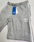 Boys Adidas Heather Gray Pin Stripe Fleece Shorts Size M Drawstring Waist Pocket