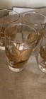 Vintage 6 Bar cocktail Glasses Gold Leafs rims  4 3 4h 3d No Scratches 