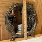 Vintage Art Nouveau Style Brass Wall Mirror Woman And Floral Detail 10    L  k