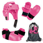 Pink Martial Arts Gear Head Hand Feet Guard Taekwondo Karate Sparring Foam Set