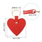 4pcs Heart Leather Keychains Heart Leather Key Fobs With Key Rings Red