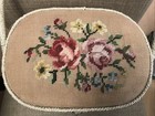 Dritz Oval Shaped Woven Sewing Basket Needlepoint Flowered Lid With Handle