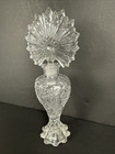 Vintage Art Deco Cut Glass Perfume Bottle Fan Stopper Vanity 9 75   