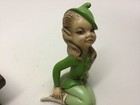 Vtg Holland Mold Beautifully Hand Painted Sexy Blonde Pixie Elf W Bench - Signed