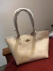 Coach Large Town Tote Chalk Pebbled Finish Gold Hardware Zip W  Dust Bag