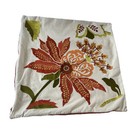 Vtg Martha Stewart Collection Pillow Cover Floral Embroidery 100  Cotton 18x18