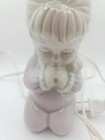 Vintage Mcm Enesco Bedside Night Light Pink Little Girl Praying Figurine Ceramic