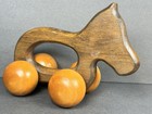 Vintage Wooden Horse On Wheels Toy