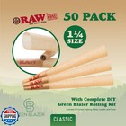 Raw Cones 1 1 4 Size  50 Pack Patented Slow Burning Pre Rolled Rolling Papers
