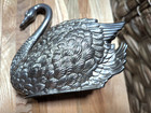 Vintage Silver-plate Godinger Swan Napkin Letter Holder Figurine 6  1988 Metal