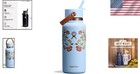 Eco-friendly 32 Oz Insulated Water Bottle - Leakproof Straw Cap In Western Blue