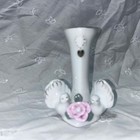 Vintage Porcelain Bud Vase With Applied Pink Rose And Doves Figurine