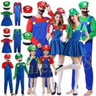 Men Women Adult Kids Super Bros Costume Workman Plumber Fancy Dress