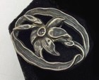 Sterling Silver 925 Art Nouveau Floral Lily Romantic Gift Brooch Pin