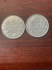 Lot Of 2 Canada 50 Cents Silver Coins - 1944 George Vi Au ms   George V