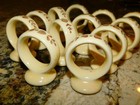 Set Of 12 Vintage Pfaltzgraff Village Brown Footed Stoneware Napkin Rings