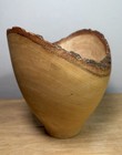 Vintage Hand Carved Wooden Bowl   Vase Wide Top Live Edge Bark Solid 9    Tall