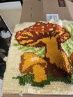 Vintage 1970   s Latch Hook Mushroom Rug Or Wall Hanging Mcm