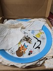 Lot 6 Vintage Looney Tunes Metal Cartoon Round Blue Trays 14  Bugs Bunny 